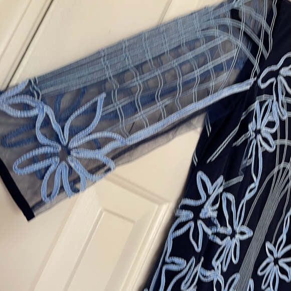 BELLE BADGLEY MISCHKA Women's Blue Sheath Dress with Baby blue Applique Size 8 - Picture 6 of 15